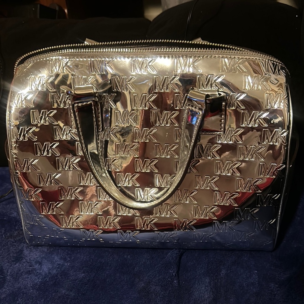 Michael Kors Silver Satchel with Modern Design